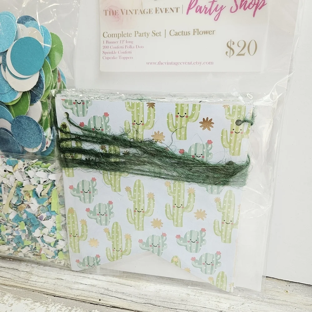 Cactus Green and Blue Party Decorations Set
